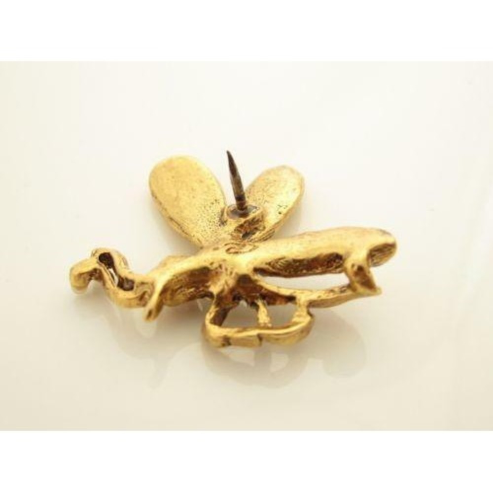 Green & Pink Rhinestone,Pearl WASP Insect Gold Plated Signed Tie Tac Pin Brooch - Picture 2 of 3